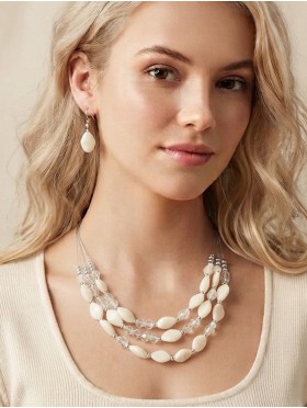 Fashion Diamond Beads Necklace and Earrings Set
